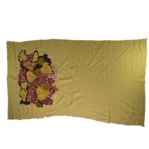 Crewel Floral Embroidery Art Project Unfinished Edges 40" x 21.5" Handmade Craft